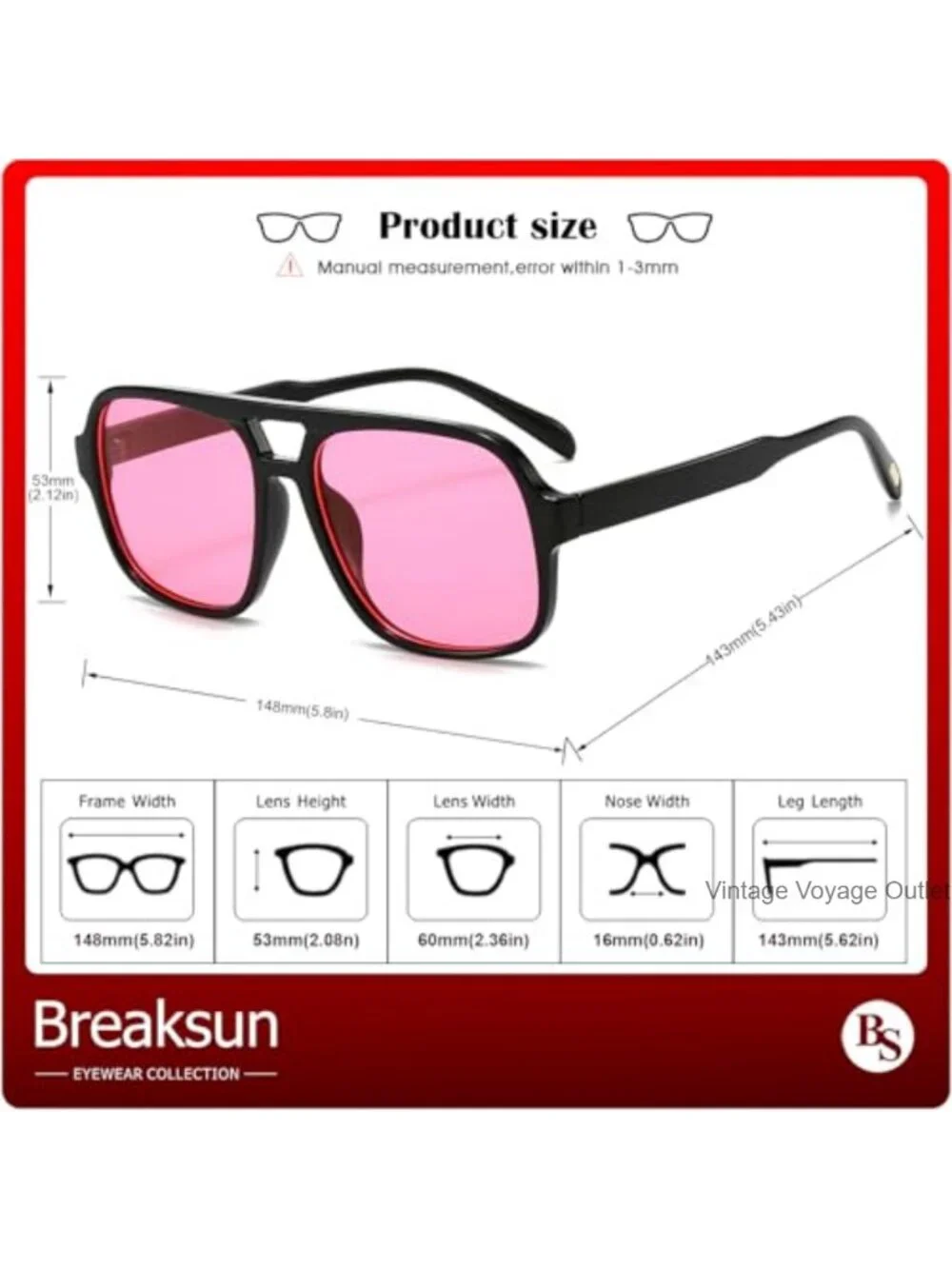Retro Aviator Sunglasses UV400 Protection Plastic Frame Resin Lens